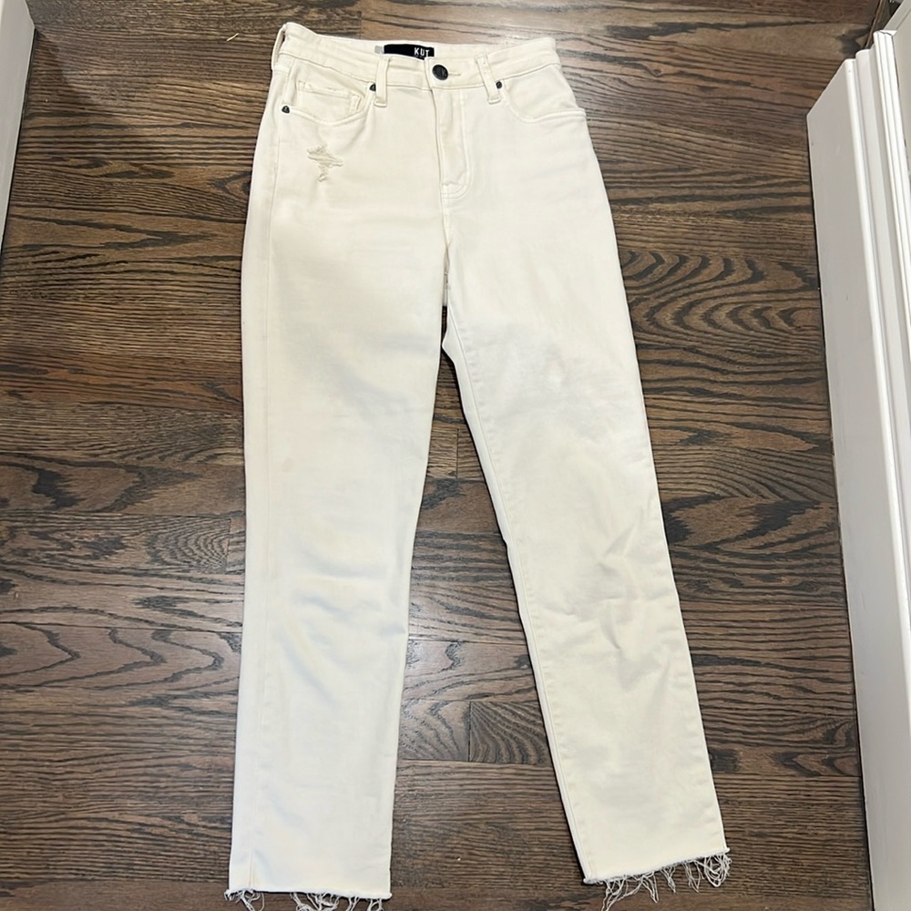 KUT cream ankle jeans